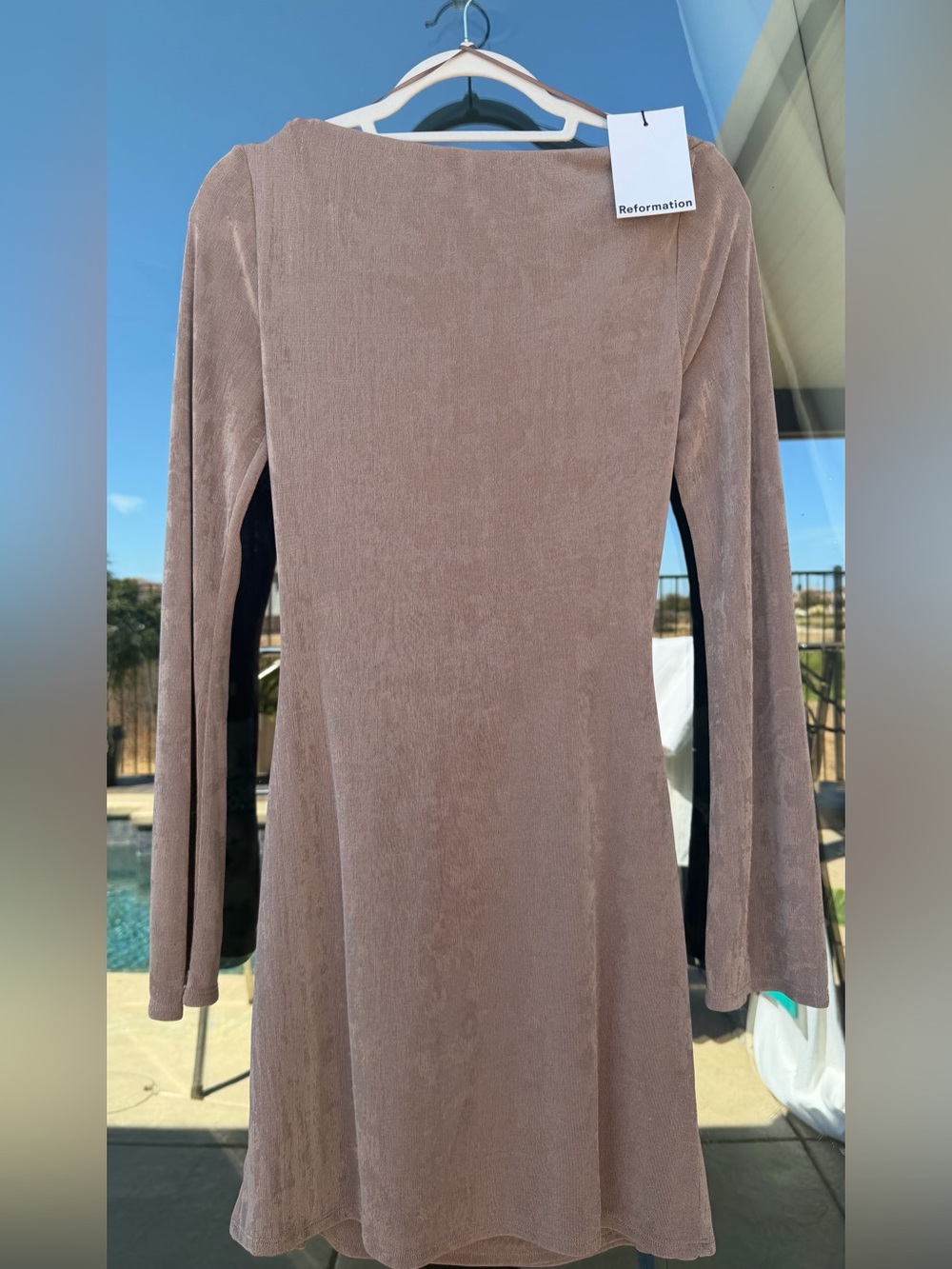 Reformation Vivien Knit Mini Dress Stone Size L NWT